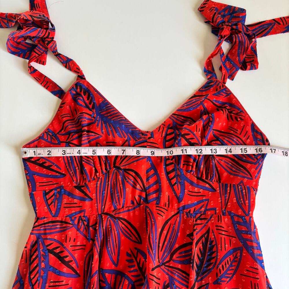 Alexis x Target Red Tropical Leaf Dress Women’s Medium NWT Asymmetrical Hem Boho - Picture 5 of 10